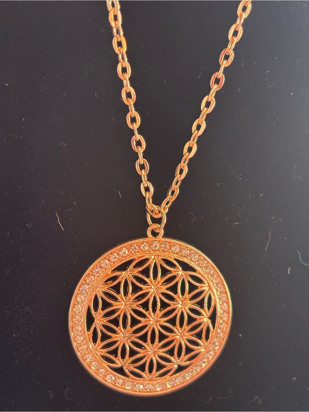 paparazzi Gold Floral Lattice Circle Pendant Necklace